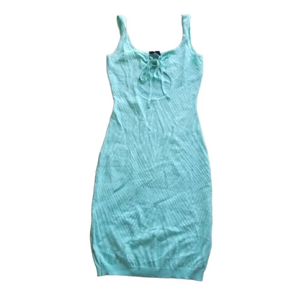Hera collection juniors Sz S mint green lace stretch dress see through